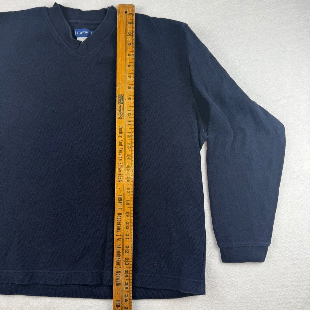 J.Crew Mens XL Navy Blue Cotton V-Neck Long Sleeve Textured Pullover Sweater